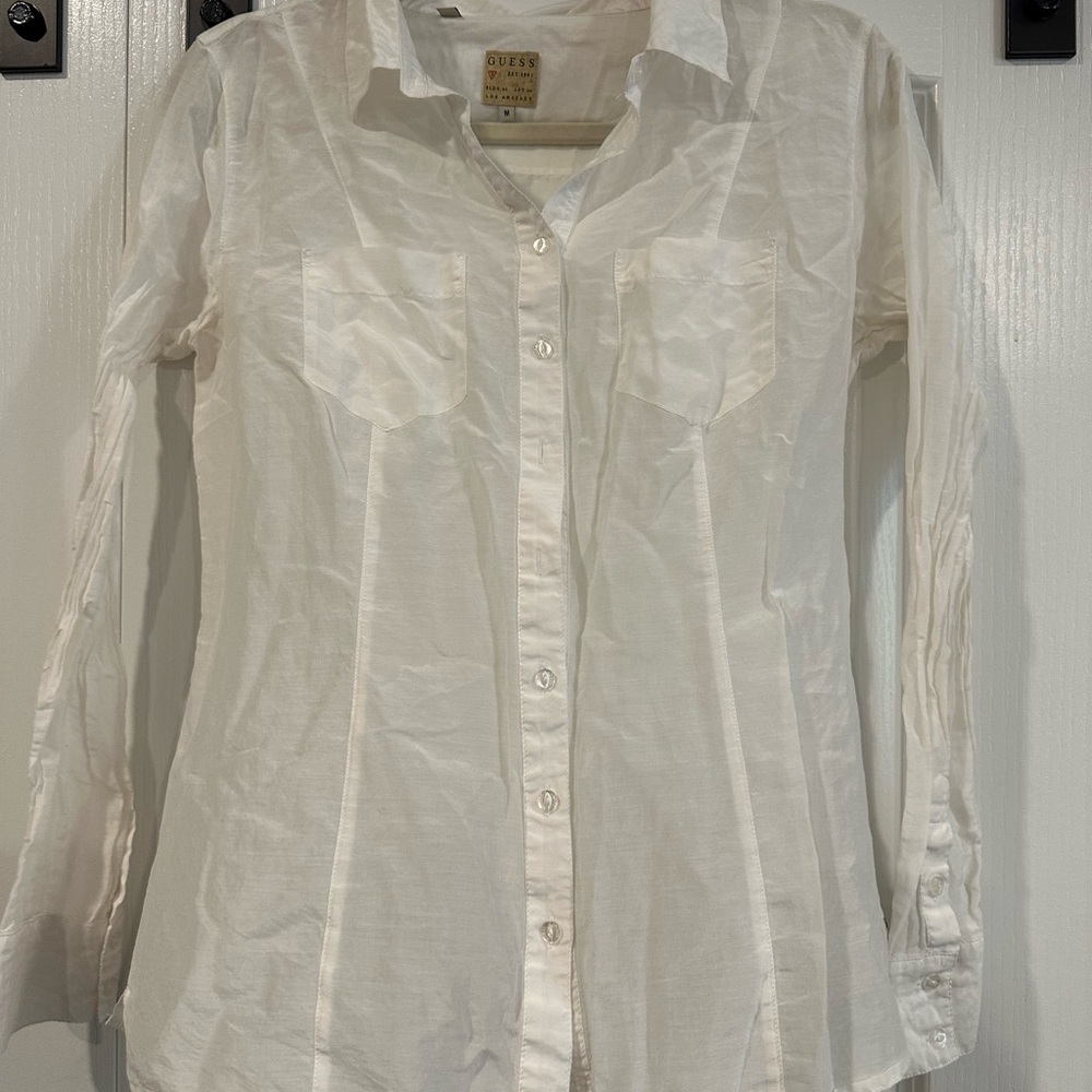 GUESS White Button-Up Blouse